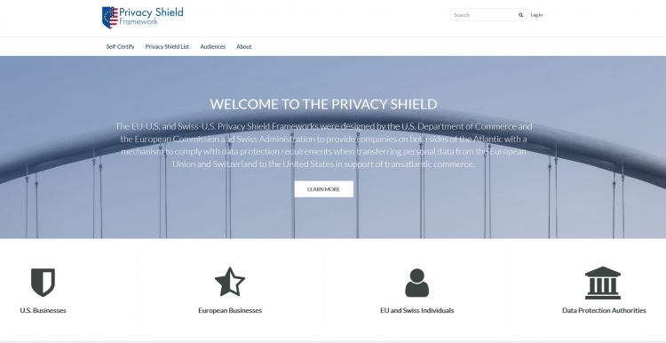 Das EU-US Privacy-Shield: Website des U.S. Department of Commerce